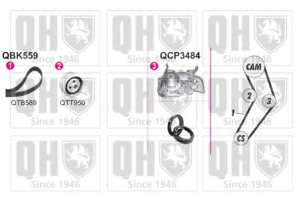 QBPK5591 Quinton Hazell Комплект ременя ГРМ + помпа