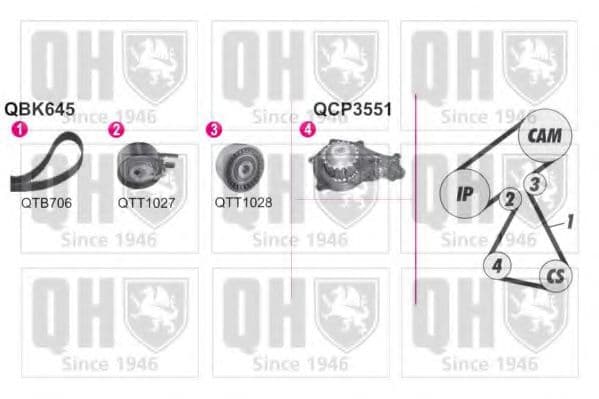 QBPK6450 Quinton Hazell Комплект ременя ГРМ + помпа