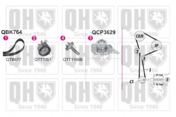 QBPK7641 Quinton Hazell Комплект ремня ГРМ + помпа