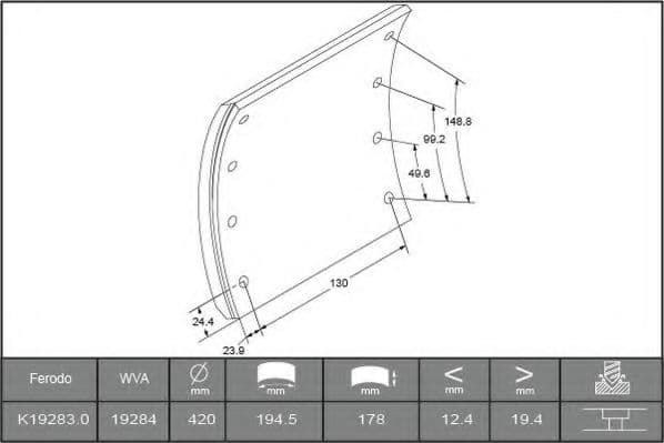 K19283.0-F3658 Ferodo Накладки барабанных тормозных колодок