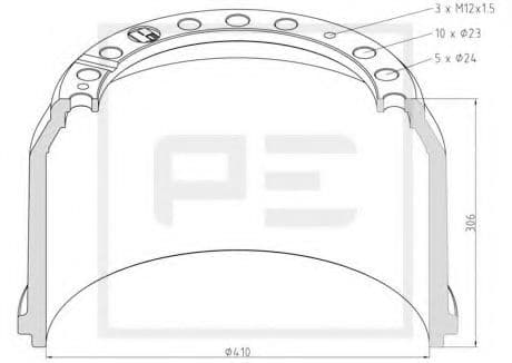 016.403-00A PE Automotive Гальмівний барабан