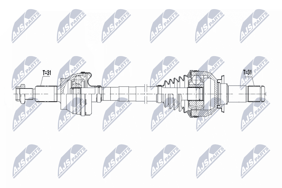 npwjg022 NTY Піввісь для Jaguar XF