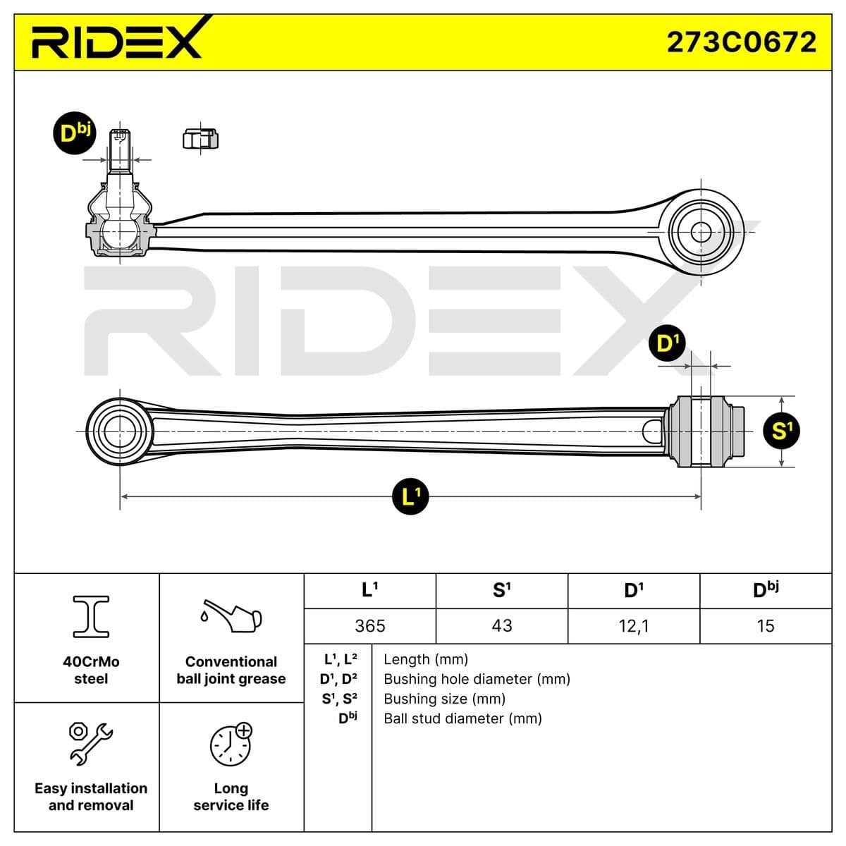 273c0672 RIDEX Важіль підвіски