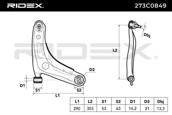 273c0849 RIDEX Важіль підвіски