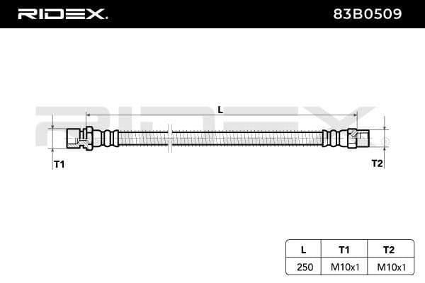 83b0509 RIDEX Тормозной шланг для Porsche 911