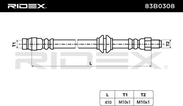 83b0308 RIDEX Тормозной шланг для Porsche 944