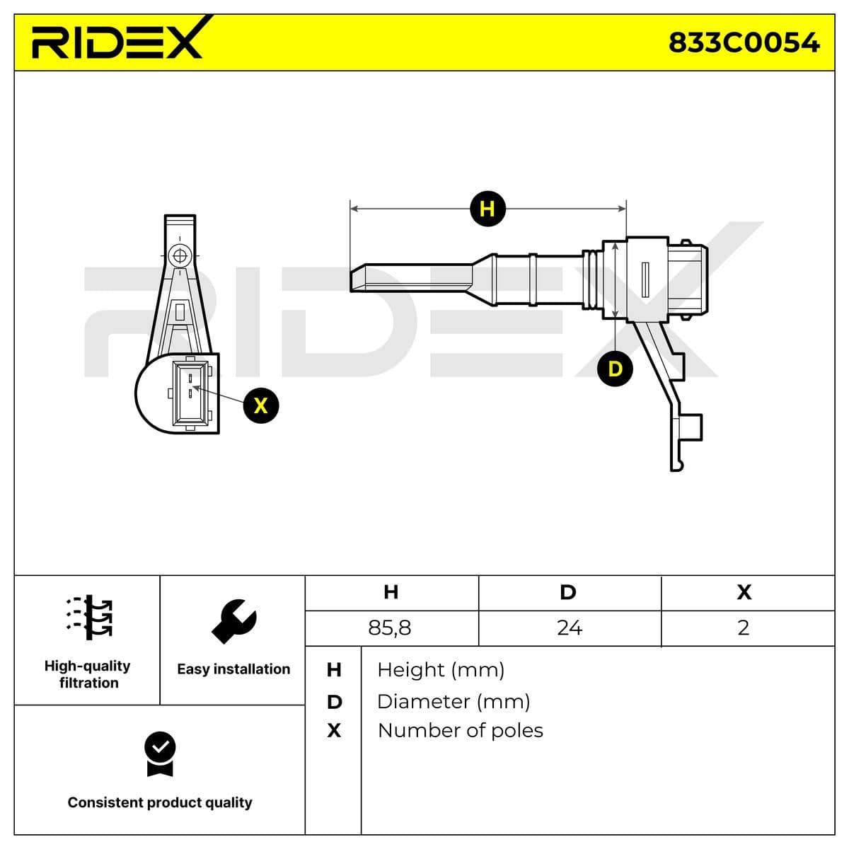 833c0054 RIDEX Датчик скорости