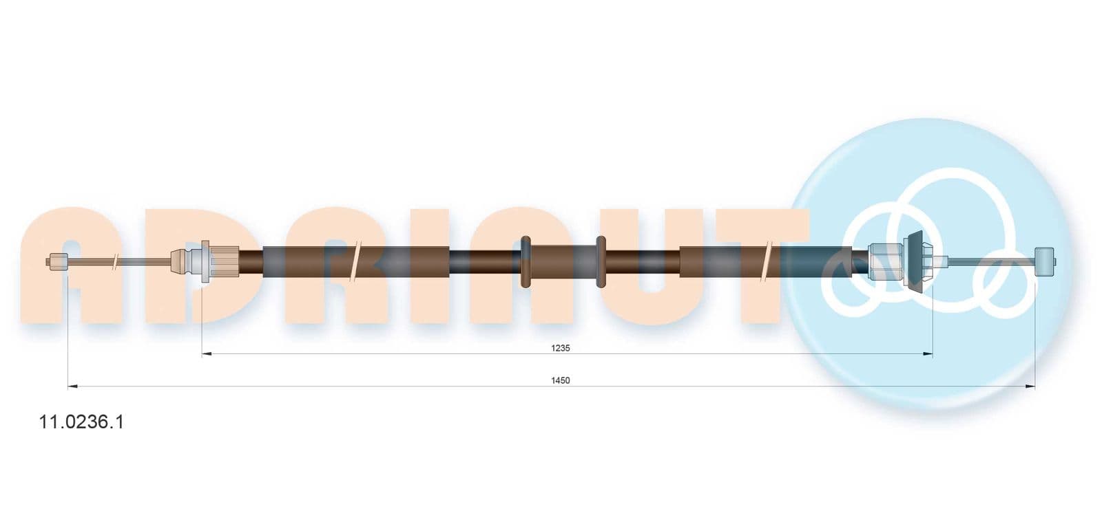 1102361 Adriauto Трос ручного тормоза для Fiat Punto