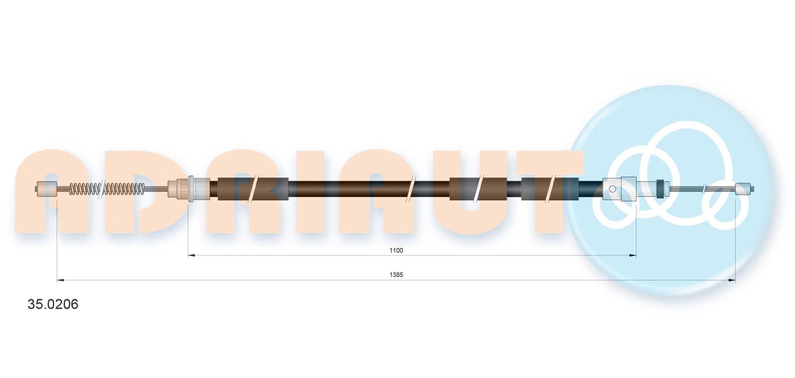 350206 Adriauto Трос ручного гальма для Peugeot 205