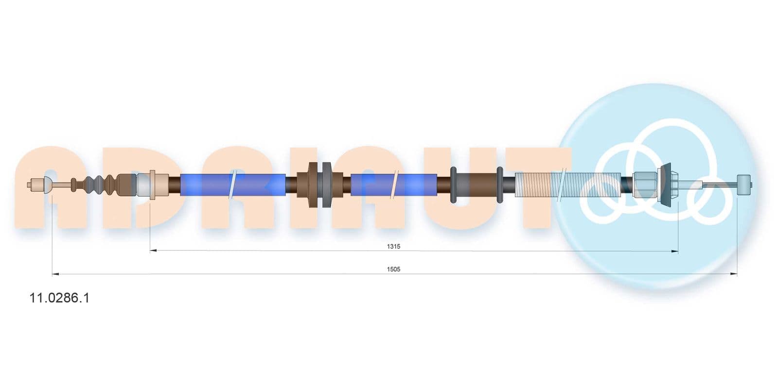 1102861 Adriauto Трос ручного гальма для Fiat Linea
