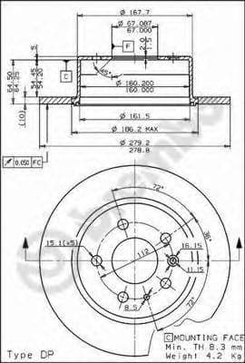 08.1395.40 Brembo Тормозной диск