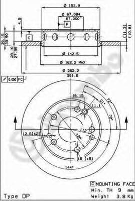 08.2950.24 Brembo Гальмівний диск для Mercedes 190