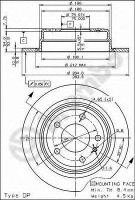 08.4487.10 Brembo Гальмівний диск
