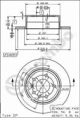 08.4927.10 Brembo Тормозной диск