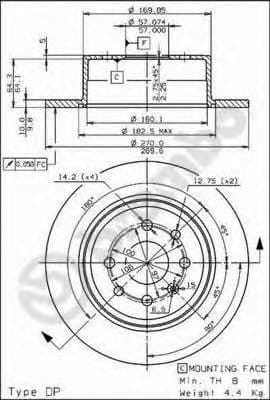 08.7014.10 Brembo Тормозной диск