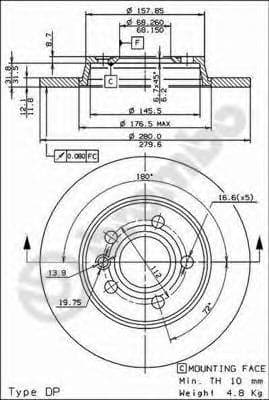 08.7288.14 Brembo Тормозной диск для Volkswagen Transporter