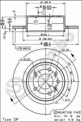 08.8305.11 Brembo Тормозной диск для SAAB 9-5