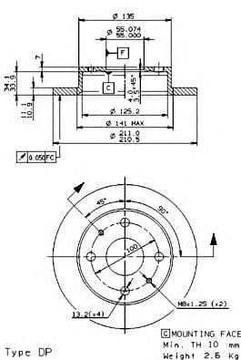 08.9138.10 Brembo Тормозной диск