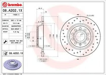 08.A202.1X Brembo Тормозной диск