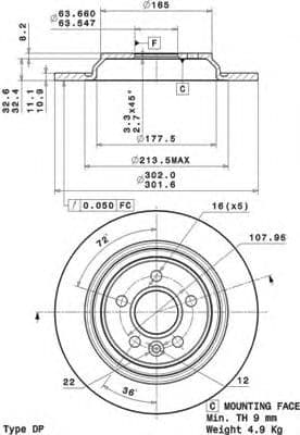 08.A537.11 Brembo Гальмівний диск