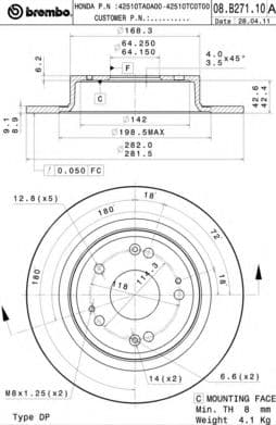 08.B271.10 Brembo Гальмівний диск