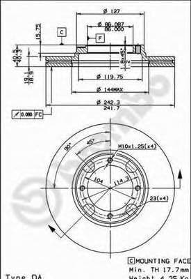 09.5004.10 Brembo Гальмівний диск