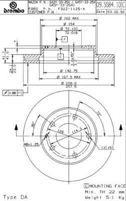 09.5584.11 Brembo Тормозной диск