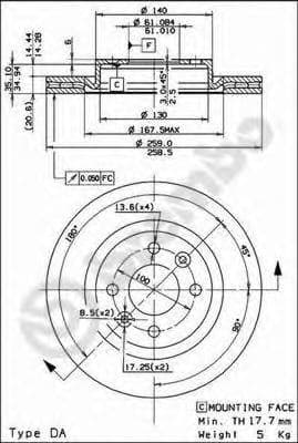 09.5802.21 Brembo Тормозной диск