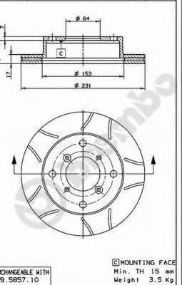 09.5857.75 Brembo Тормозной диск