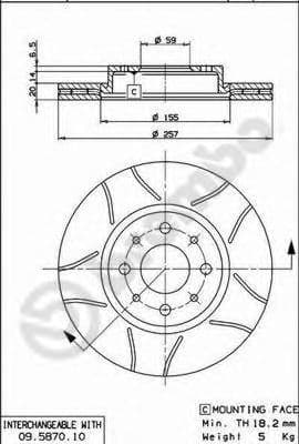 09.5870.75 Brembo Тормозной диск