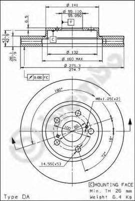 09.6708.10 Brembo Гальмівний диск