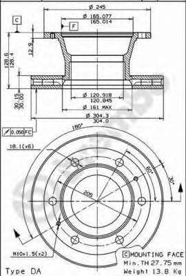 09.6813.20 Brembo Гальмівний диск