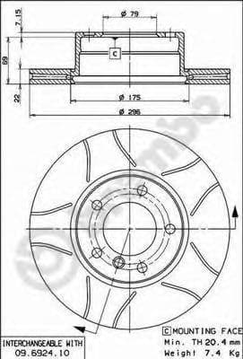 09.6924.75 Brembo Гальмівний диск для BMW 5 Series