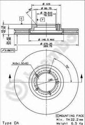 09.6959.10 Brembo Тормозной диск