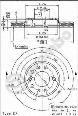 09.6997.11 Brembo Тормозной диск