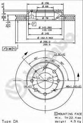 09.7043.20 Brembo Тормозной диск