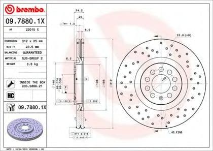 09.7880.1X Brembo Тормозной диск