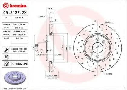 09.8137.2X Brembo Тормозной диск