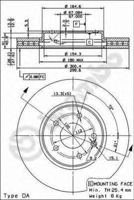 09.8304.11 Brembo Гальмівний диск