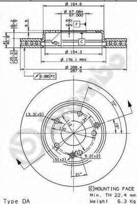 09.8411.11 Brembo Гальмівний диск