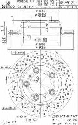 09.8890.21 Brembo Тормозной диск