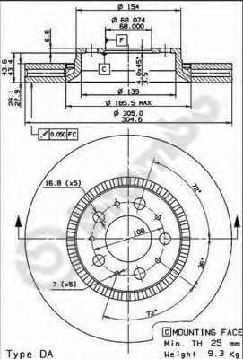 09.9130.11 Brembo Тормозной диск