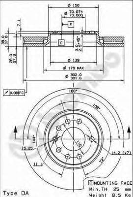 09.9162.14 Brembo Тормозной диск