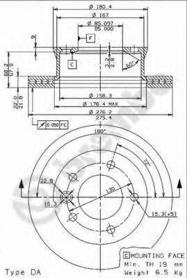 09.9618.24 Brembo Гальмівний диск для Mercedes Sprinter