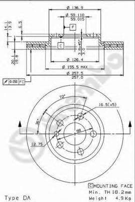 09.9631.34 Brembo Гальмівний диск