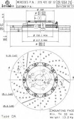 09.9764.23 Brembo Тормозной диск
