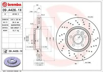 09.A426.1X Brembo Гальмівний диск