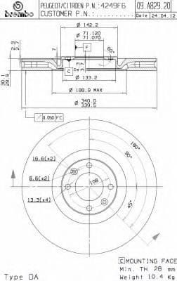 09.A829.21 Brembo Тормозной диск