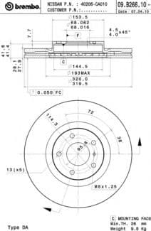 09.B266.11 Brembo Гальмівний диск