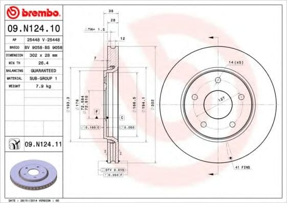09.N124.11 Brembo Тормозной диск